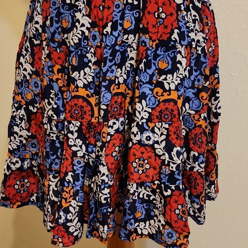 Maeve X Anthropologie Blue‎ Floral Print Flowy Smocked Mini Skirt S Petite